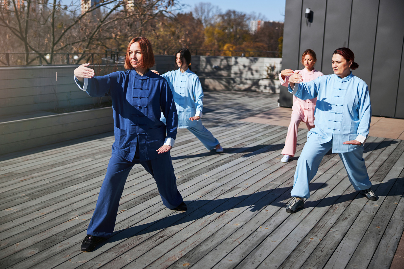 People training for Chinese martial arts in small group