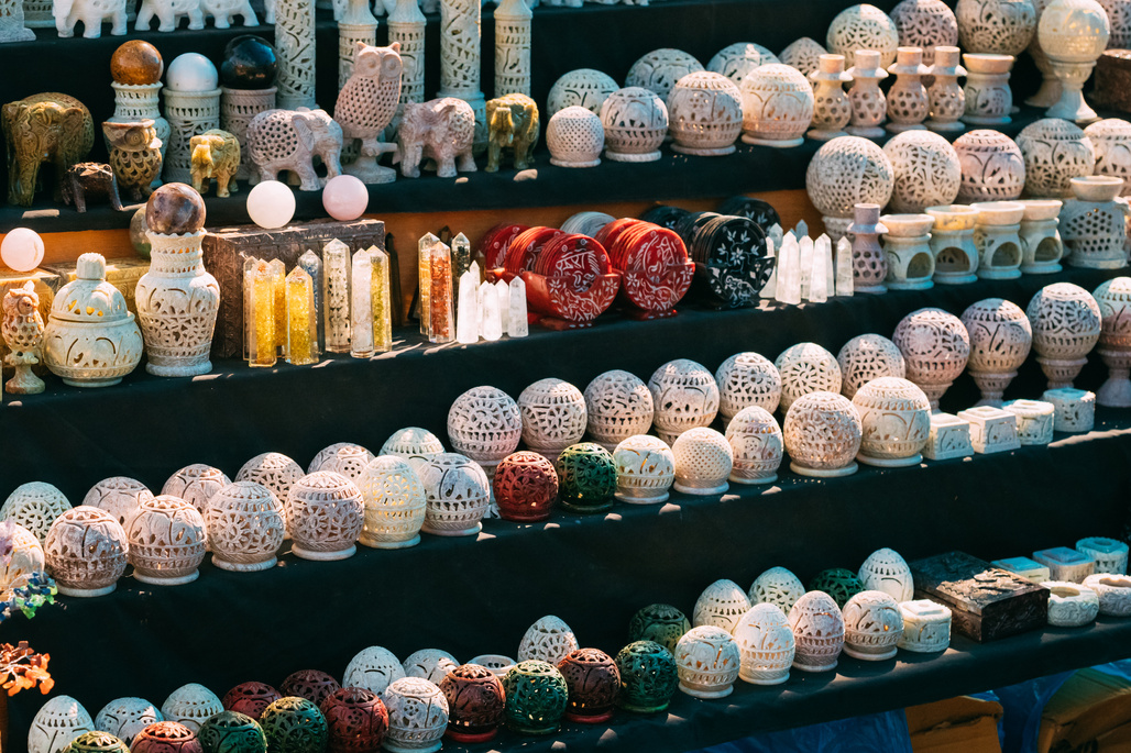 India. Market With Many Traditional Colorful Handmade Indian